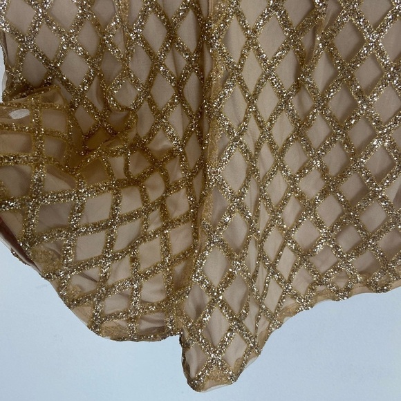 L' Atiste By Amy Glitter Sequin Gold Short Jumpsuit Size L Party Sexy Dance - Picture 4 of 9